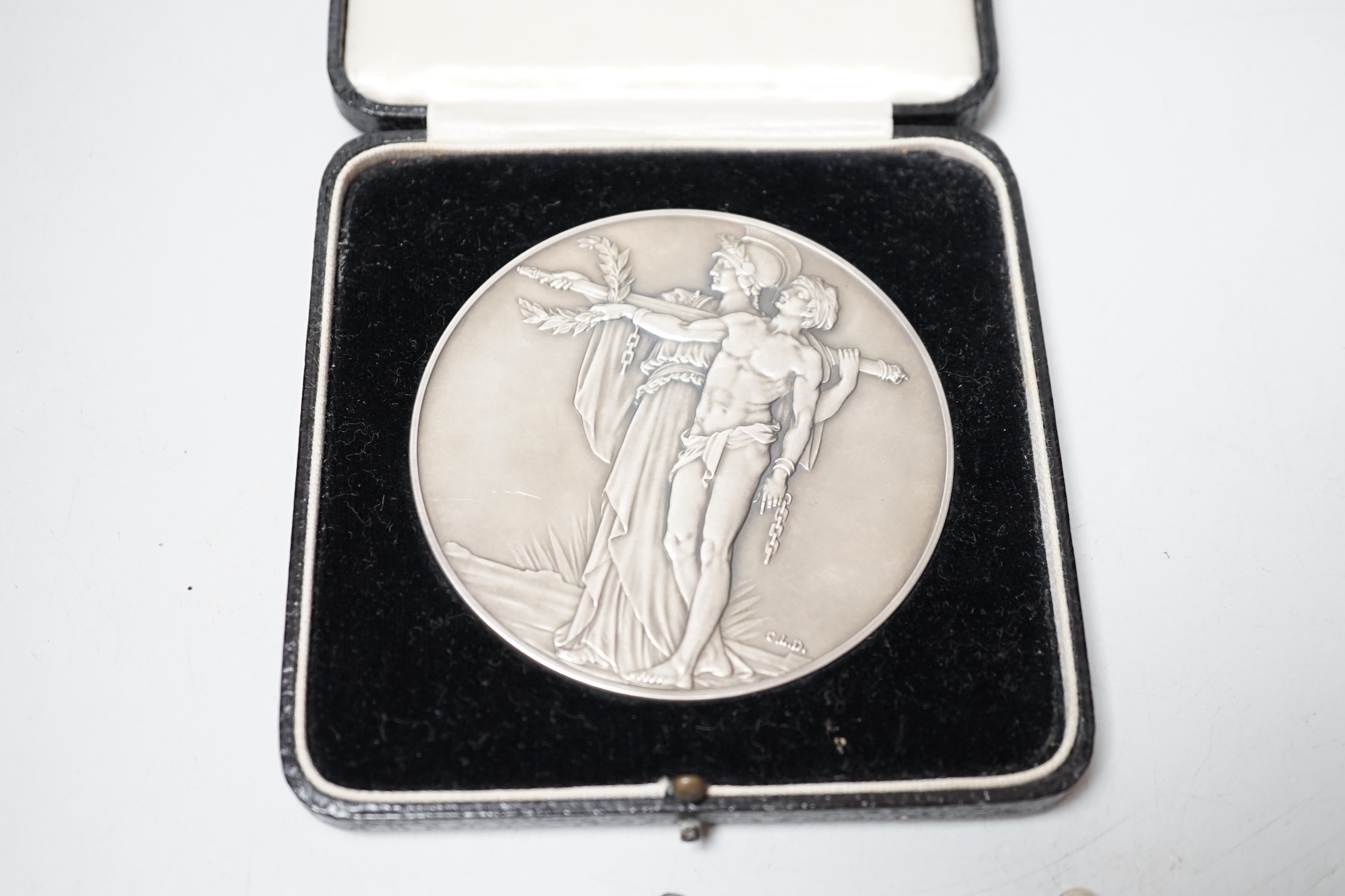 A World War I/World War II group of four Medals to M2–101459 PTE. J. Bourne. A.S.C., A war medal two second lieutenant J D Head and An Opening of the Cenotaph large silver medal, 75 mm
